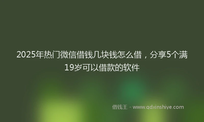 2025年热门微信借钱几块钱怎么借，分享5个满19岁可以借款的软件