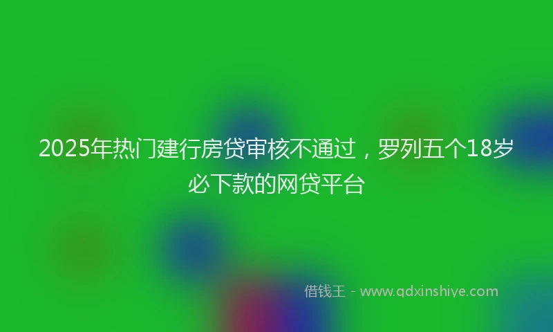 2025年热门建行房贷审核不通过，罗列五个18岁必下款的网贷平台