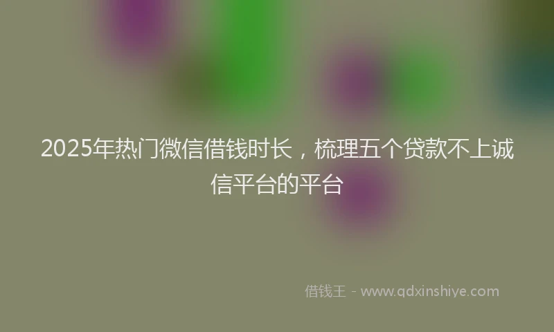 2025年热门微信借钱时长，梳理五个贷款不上诚信平台的平台