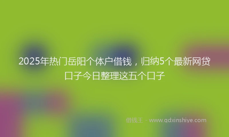2025年热门岳阳个体户借钱，归纳5个最新网贷口子今日整理这五个口子