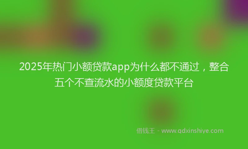 2025年热门小额贷款app为什么都不通过，整合五个不查流水的小额度贷款平台