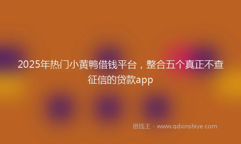 2025年热门小黄鸭借钱平台，整合五个真正不查征信的贷款app