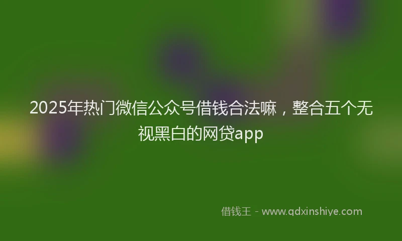 2025年热门微信公众号借钱合法嘛，整合五个无视黑白的网贷app