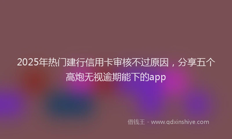 2025年热门建行信用卡审核不过原因，分享五个高炮无视逾期能下的app