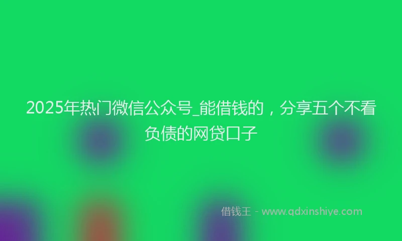 2025年热门微信公众号_能借钱的，分享五个不看负债的网贷口子