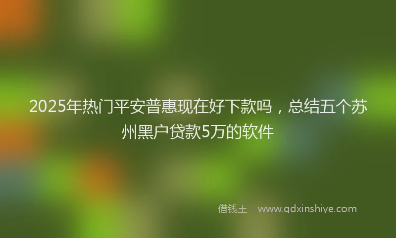 2025年热门平安普惠现在好下款吗，总结五个苏州黑户贷款5万的软件