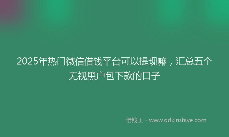 2025年热门微信借钱平台可以提现嘛，汇总五个无视黑户包下款的口子