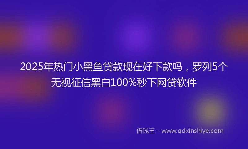 2025年热门小黑鱼贷款现在好下款吗，罗列5个无视征信黑白100%秒下网贷软件