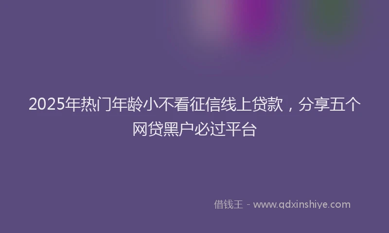 2025年热门年龄小不看征信线上贷款，分享五个网贷黑户必过平台