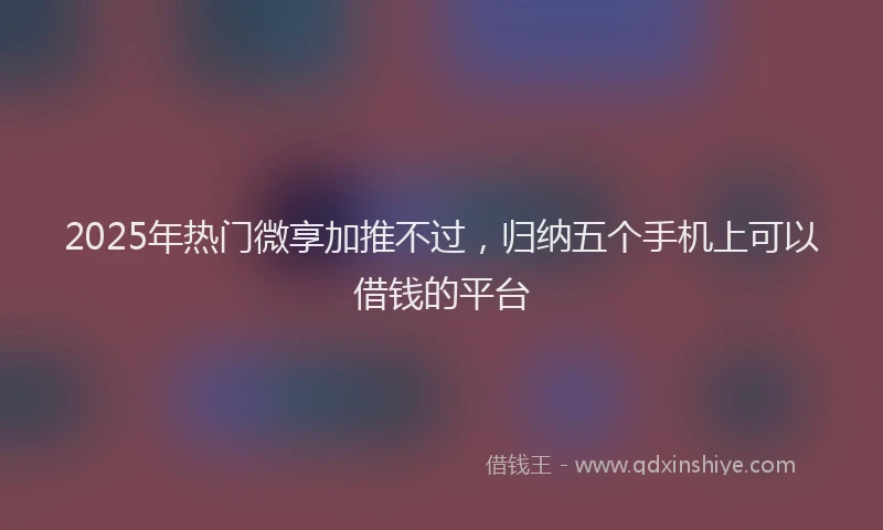 2025年热门微享加推不过，归纳五个手机上可以借钱的平台