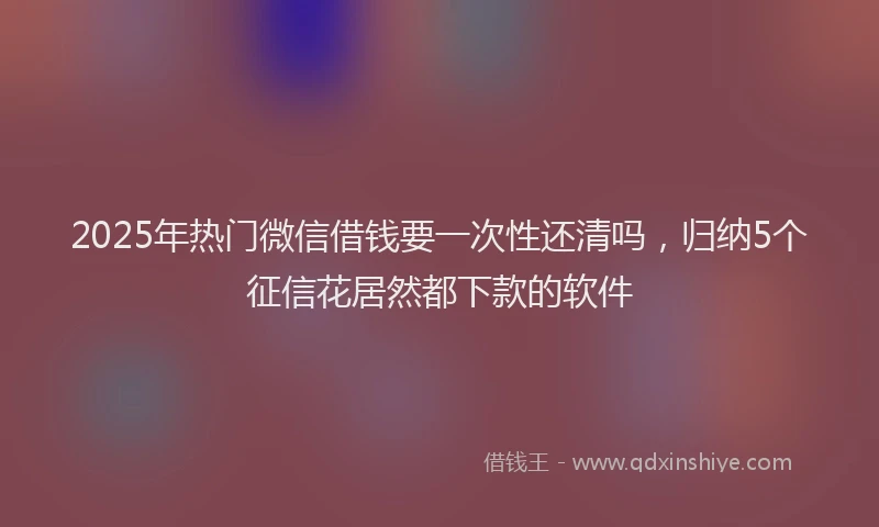 2025年热门微信借钱要一次性还清吗,归纳5个征信花居然都下款的软件