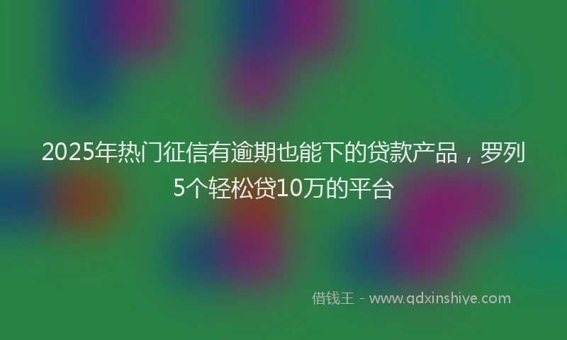 2025年热门征信有逾期也能下的贷款产品，罗列5个轻松贷10万的平台