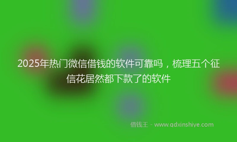2025年热门微信借钱的软件可靠吗,梳理五个征信花居然都下款了的软件