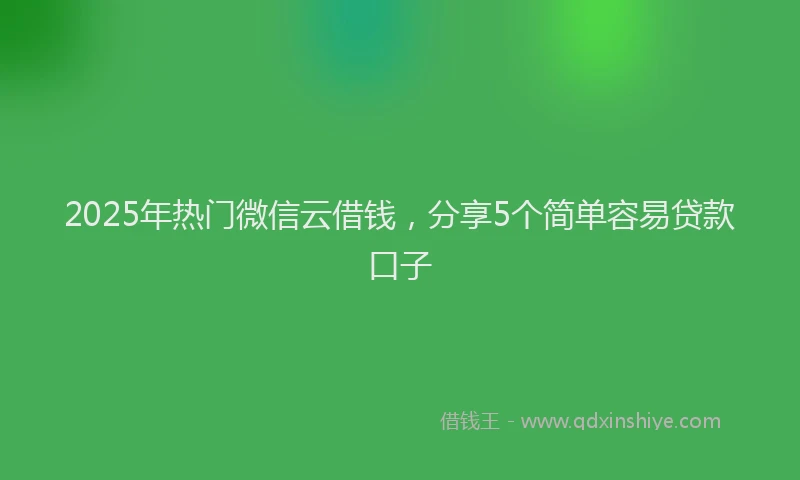 2025年热门微信云借钱，分享5个简单容易贷款口子