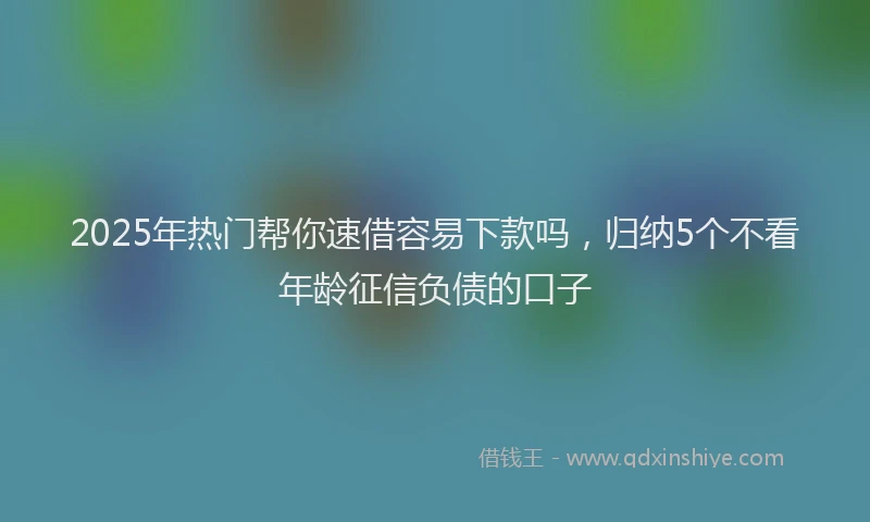 2025年热门帮你速借容易下款吗，归纳5个不看年龄征信负债的口子