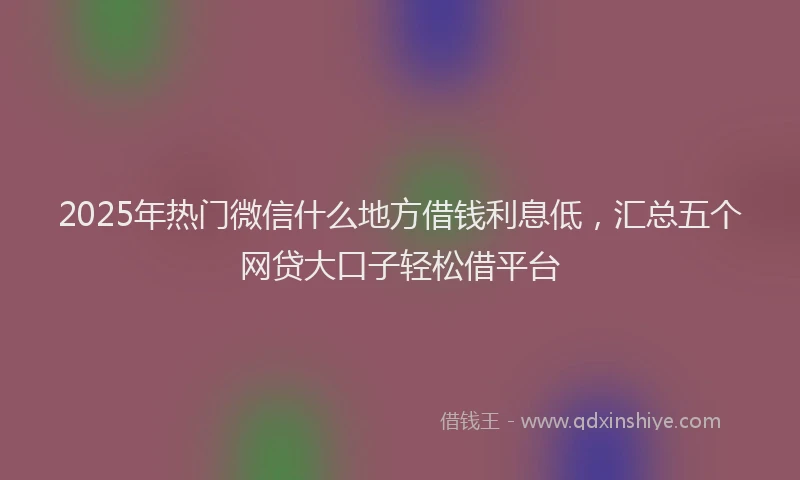 2025年热门微信什么地方借钱利息低，汇总五个网贷大口子轻松借平台