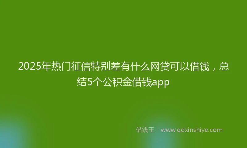 2025年热门征信特别差有什么网贷可以借钱，总结5个公积金借钱app
