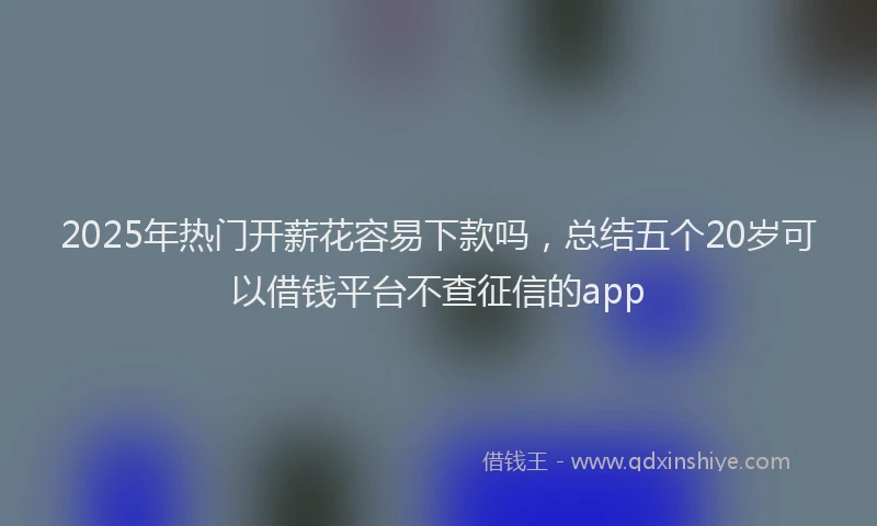 2025年热门开薪花容易下款吗，总结五个20岁可以借钱平台不查征信的app