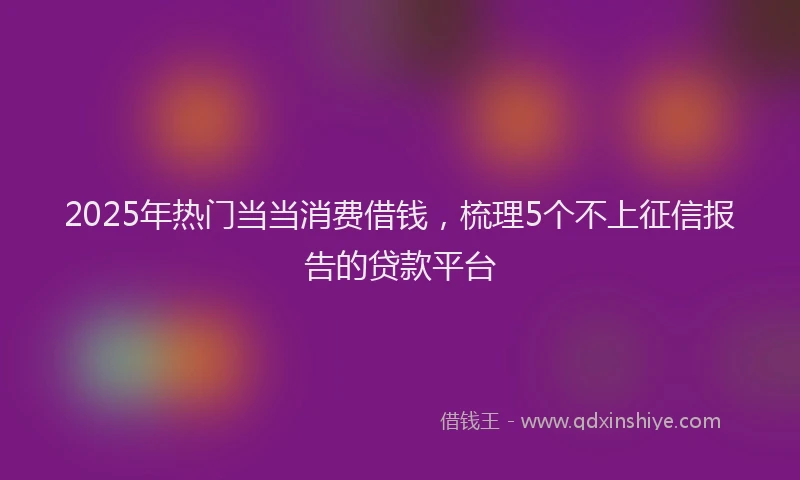 2025年热门当当消费借钱，梳理5个不上征信报告的贷款平台