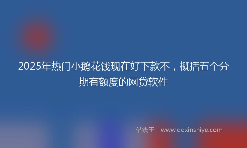 2025年热门小鹅花钱现在好下款不，概括五个分期有额度的网贷软件