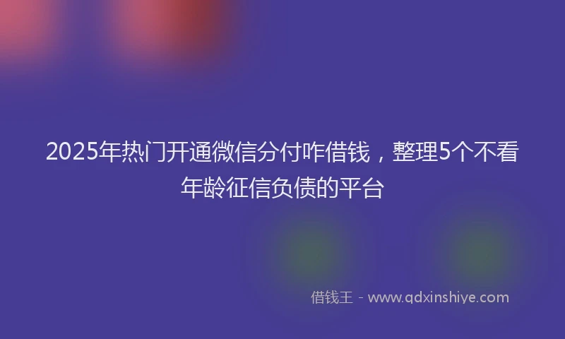 2025年热门开通微信分付咋借钱，整理5个不看年龄征信负债的平台