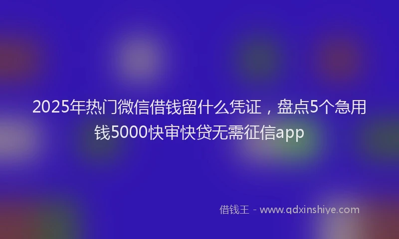 2025年热门微信借钱留什么凭证，盘点5个急用钱5000快审快贷无需征信app