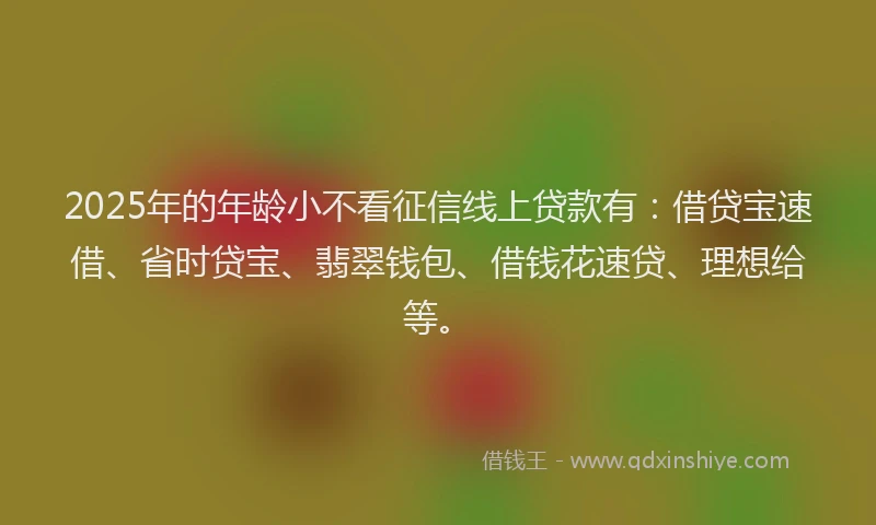 2025年的年龄小不看征信线上贷款有：借贷宝速借、省时贷宝、翡翠钱包、借钱花速贷、理想给等。