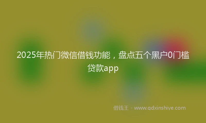 2025年热门微信借钱功能，盘点五个黑户0门槛贷款app