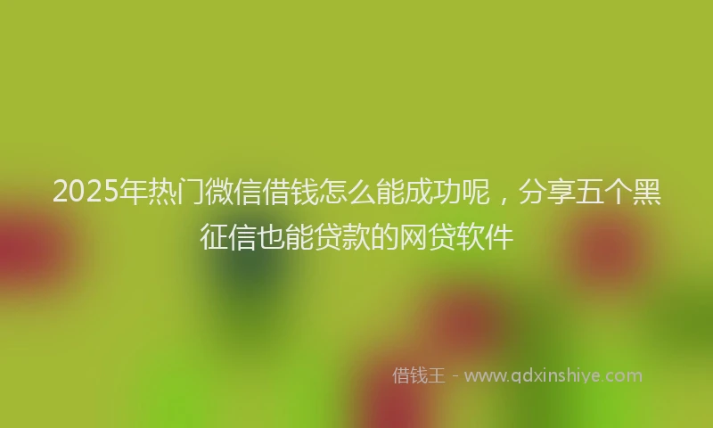 2025年热门微信借钱怎么能成功呢，分享五个黑征信也能贷款的网贷软件