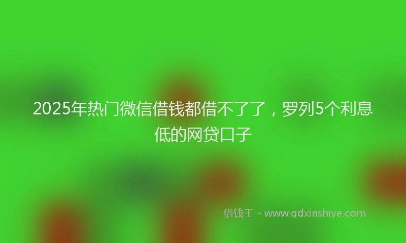2025年热门微信借钱都借不了了，罗列5个利息低的网贷口子