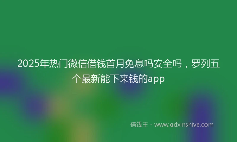 2025年热门微信借钱首月免息吗安全吗，罗列五个最新能下来钱的app
