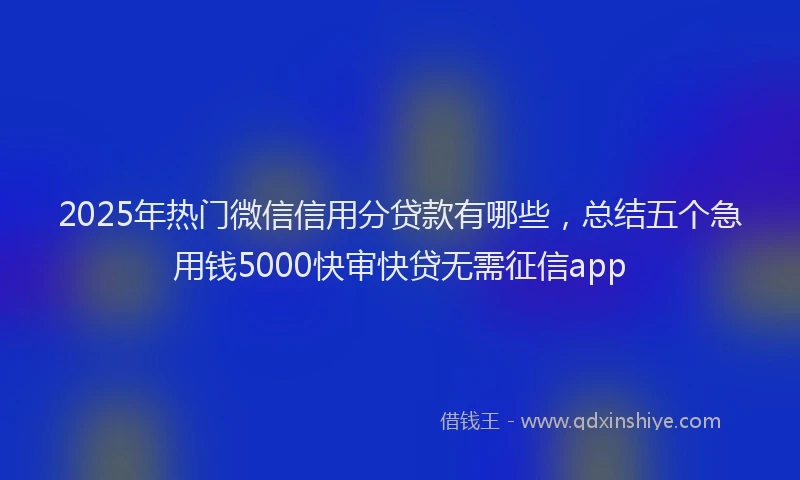 2025年热门微信信用分贷款有哪些，总结五个急用钱5000快审快贷无需征信app