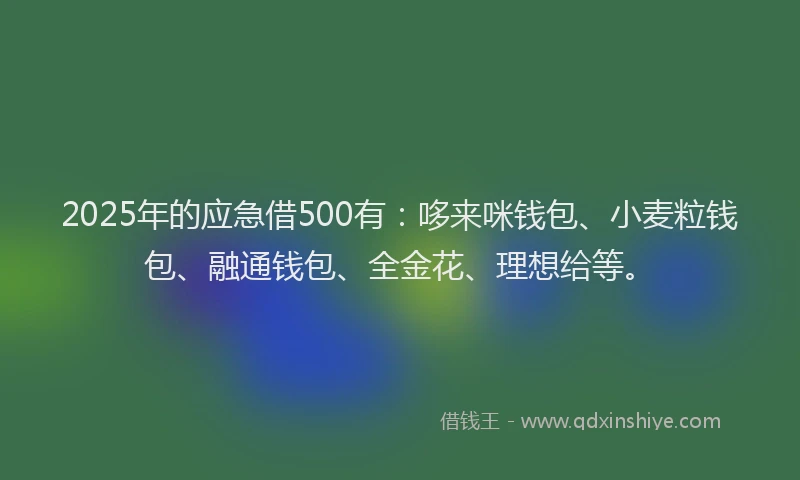 2025年的应急借500有：哆来咪钱包、小麦粒钱包、融通钱包、全金花、理想给等。