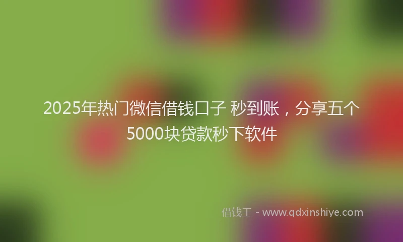 2025年热门微信借钱口子 秒到账,分享五个5000块贷款秒下软件