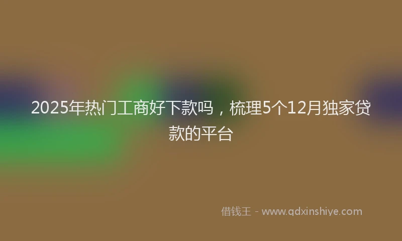 2025年热门工商好下款吗,梳理5个12月独家贷款的平台