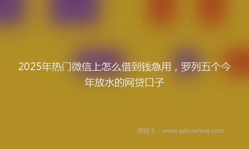 2025年热门微信上怎么借到钱急用，罗列五个今年放水的网贷口子