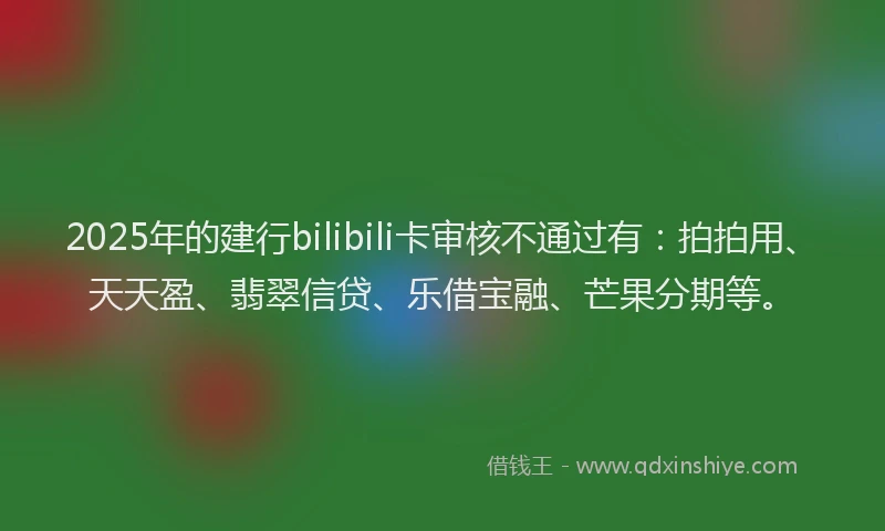 2025年的建行bilibili卡审核不通过有：拍拍用、天天盈、翡翠信贷、乐借宝融、芒果分期等。