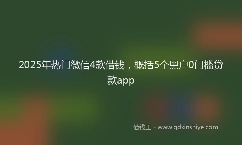 2025年热门微信4款借钱，概括5个黑户0门槛贷款app
