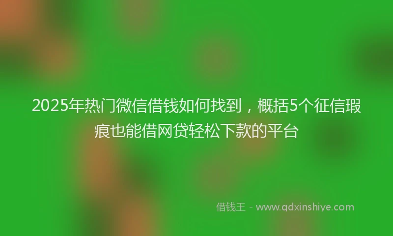 2025年热门微信借钱如何找到，概括5个征信瑕疵也能借网贷轻松下款的平台