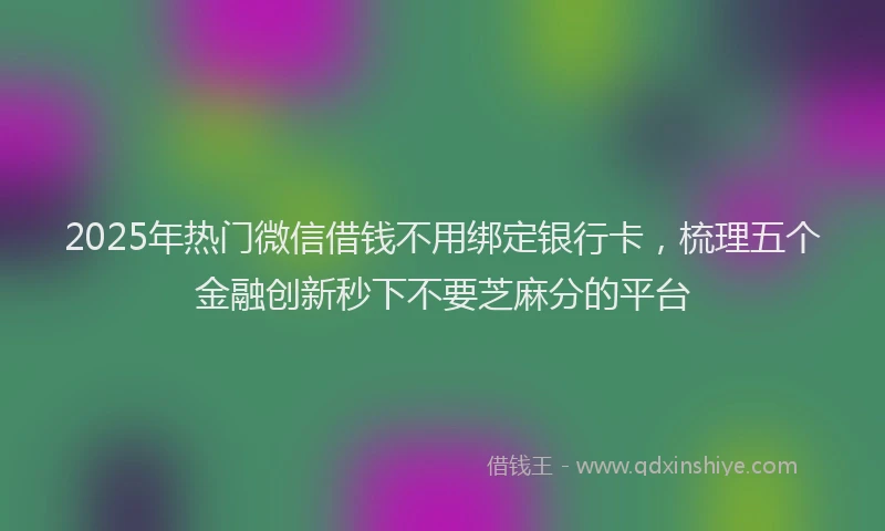 2025年热门微信借钱不用绑定银行卡，梳理五个金融创新秒下不要芝麻分的平台