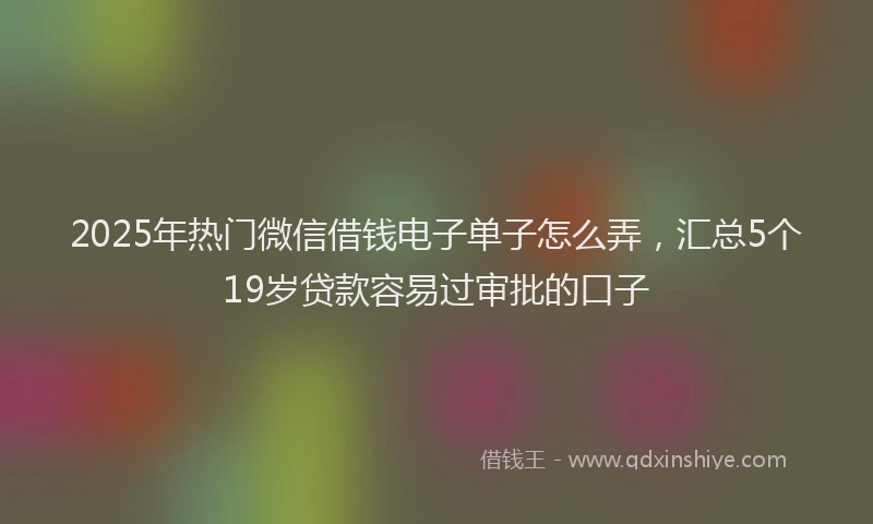 2025年热门微信借钱电子单子怎么弄，汇总5个19岁贷款容易过审批的口子