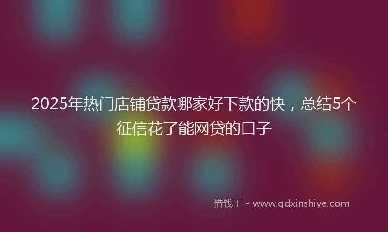2025年热门店铺贷款哪家好下款的快，总结5个征信花了能网贷的口子