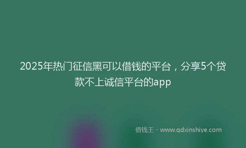 2025年热门征信黑可以借钱的平台，分享5个贷款不上诚信平台的app