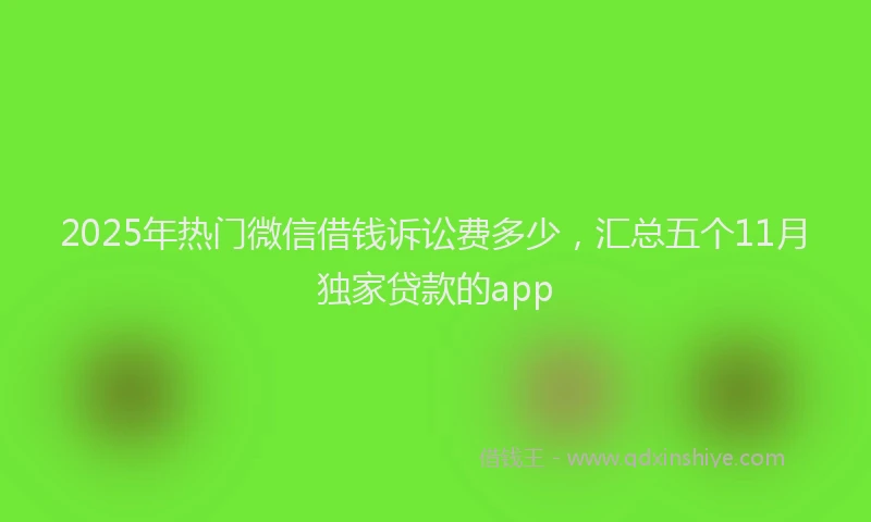 2025年热门微信借钱诉讼费多少，汇总五个11月独家贷款的app