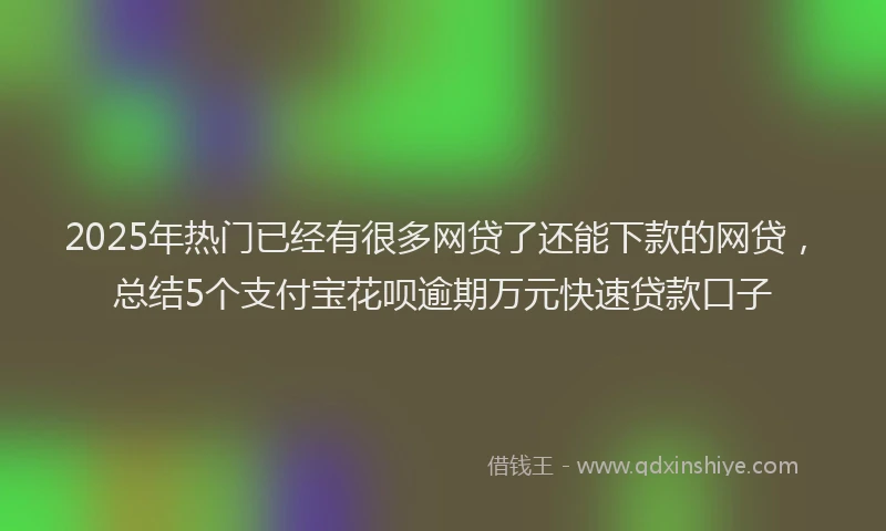 2025年热门已经有很多网贷了还能下款的网贷，总结5个支付宝花呗逾期万元快速贷款口子