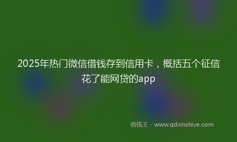 2025年热门微信借钱存到信用卡，概括五个征信花了能网贷的app