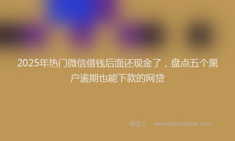 2025年热门微信借钱后面还现金了，盘点五个黑户逾期也能下款的网贷