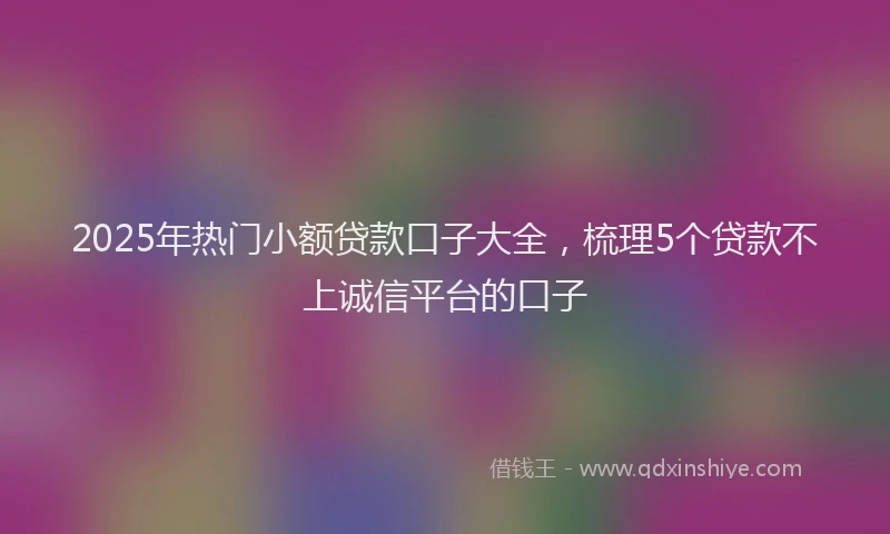 2025年热门小额贷款口子大全，梳理5个贷款不上诚信平台的口子