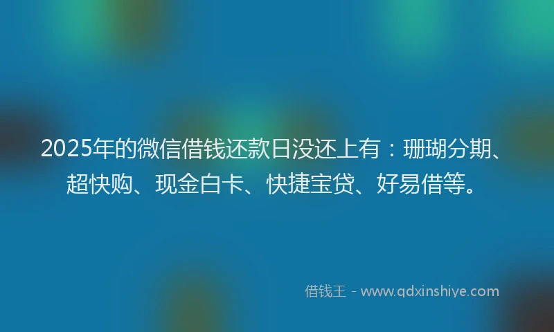 2025年的微信借钱还款日没还上有：珊瑚分期、超快购、现金白卡、快捷宝贷、好易借等。