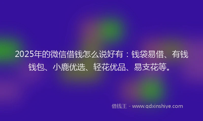2025年的微信借钱怎么说好有：钱袋易借、有钱钱包、小鹿优选、轻花优品、易支花等。